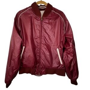 VTG Carl Michaels Reversible Jacket Mens L Maroon Tan Bomber Harrington Varsity